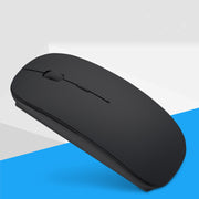 Virtual Laser Keyboard Bluetooth Wireless Projector shown with a sleek black mouse on a blue background.